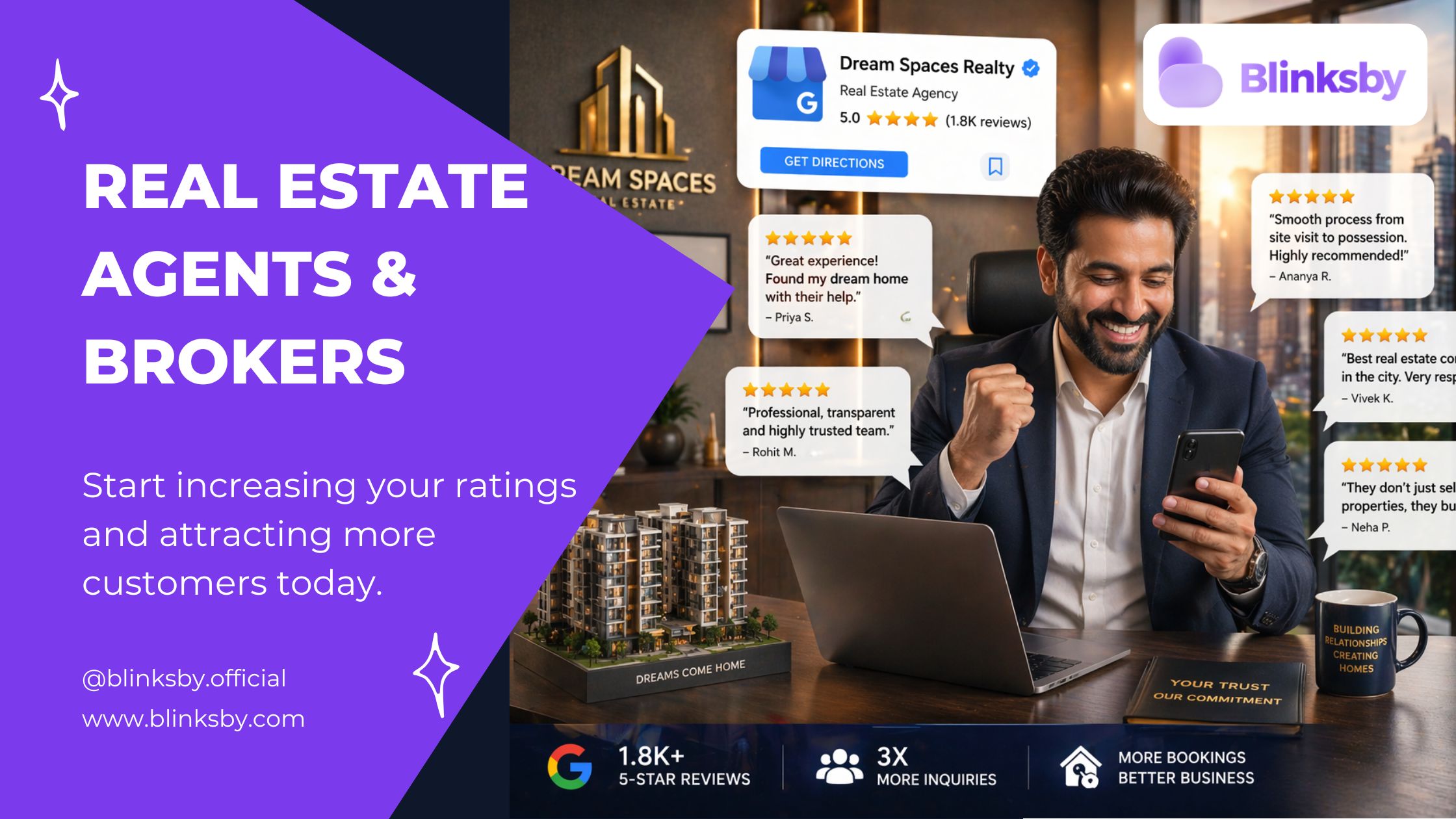 Google Reviews for Real Estate Agents | GMB Reviews for Property Brokers | Blinksby India